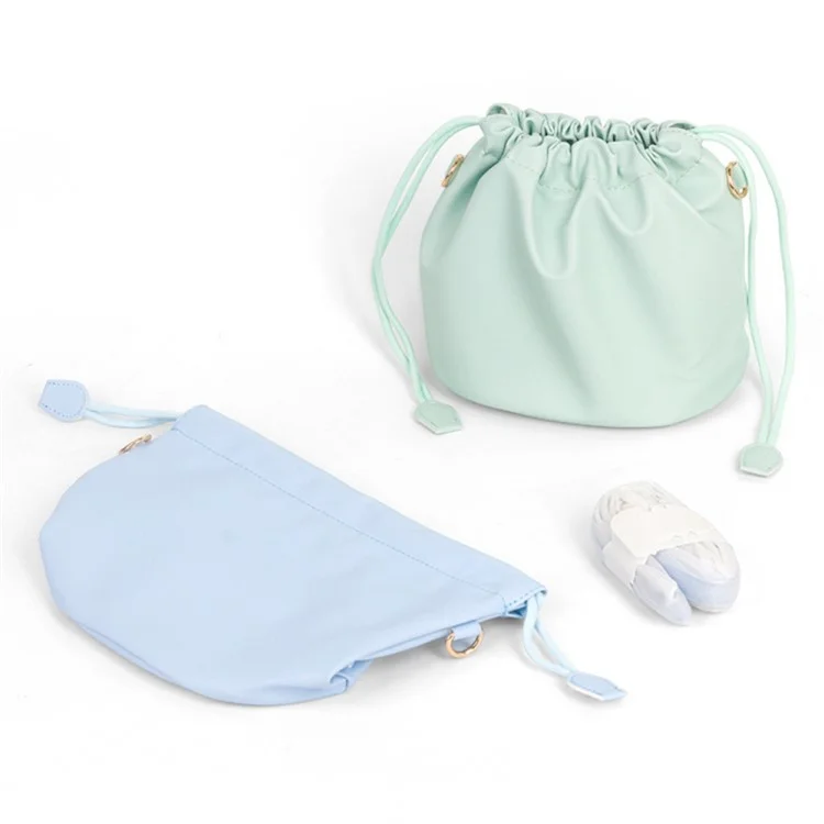 Drawstring Closure PU Leather Phone Pouch Crossbody Bag Shoulder Bag Cloud Shape Daypack - Pink