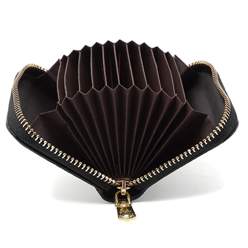 1626 First Layer Cowhide Small Wallet RFID Blocking Card Bag Zipper Coin Purse - Baby Pink