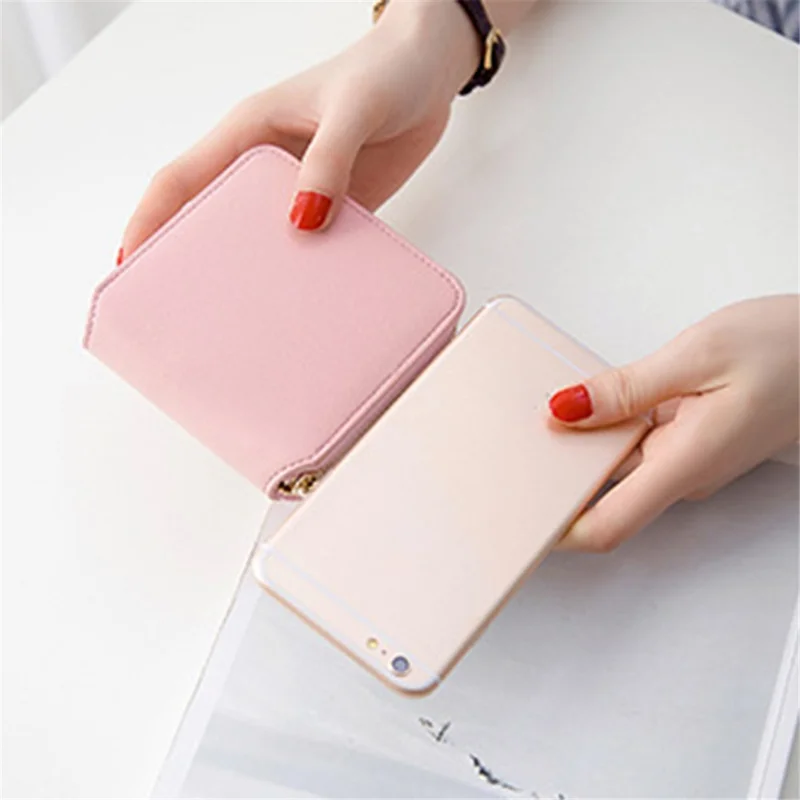 1604 PU Leather Women Small Wallet Zipper Coin Purse with Tassel Pendant - Pink