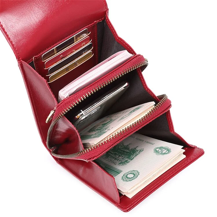 1666 Mini PU Leather Women Crossbody Bag Vertical Phone Carrying Bag - Wine Red