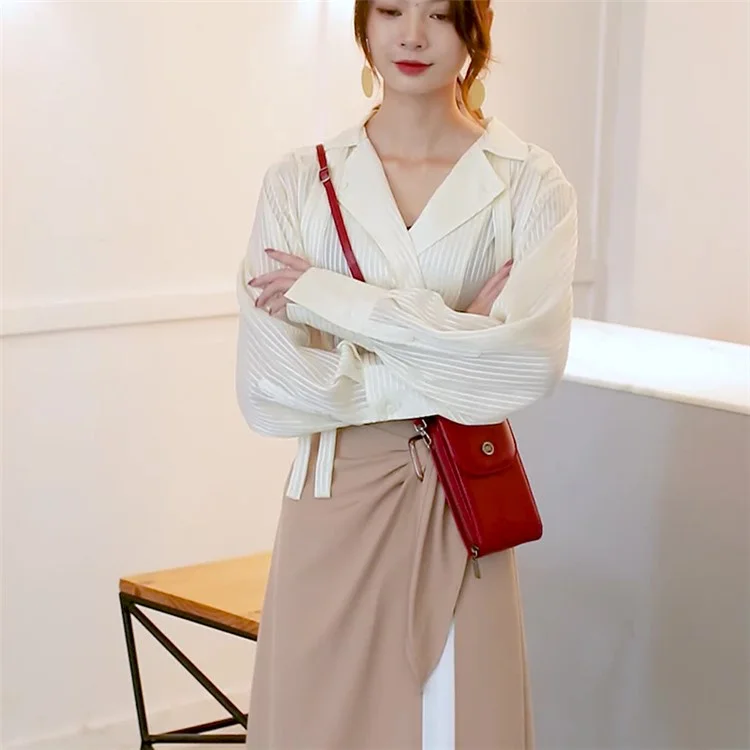 1666 Mini PU Leather Women Crossbody Bag Vertical Phone Carrying Bag - Wine Red