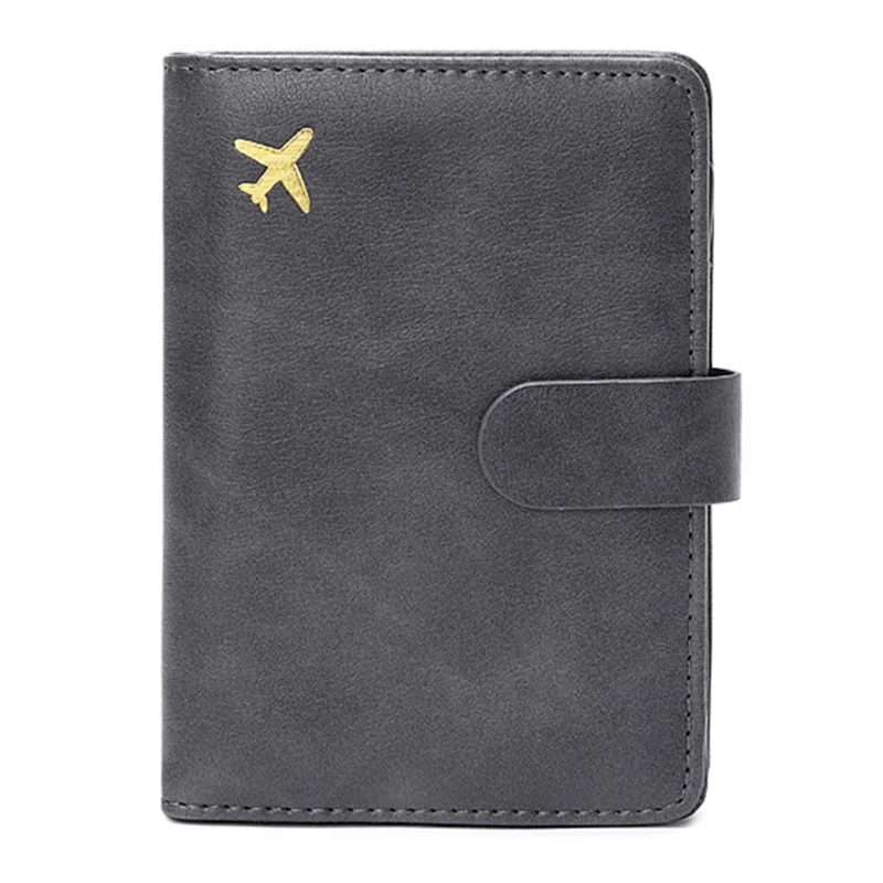 HZ713 Travel Passport Bag RFID Blocking PU Leather Credit Cards Holder Bag - Grey