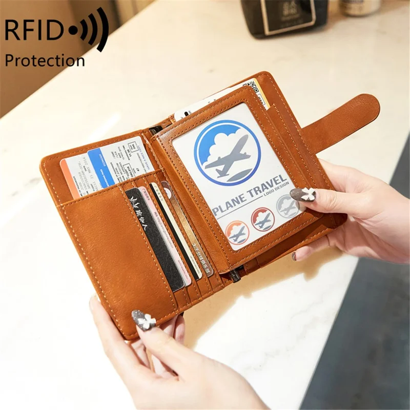 HZ713 Travel Passport Bag RFID Blocking PU Leather Credit Cards Holder Bag - Grey