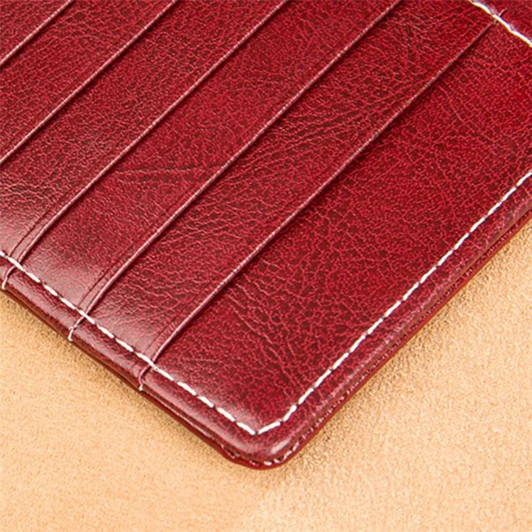BANYANU BYN-8088 Portefeuille long pour femmes Stylish Oil Wax Cowhide Clutch Purse - Vin Rouge