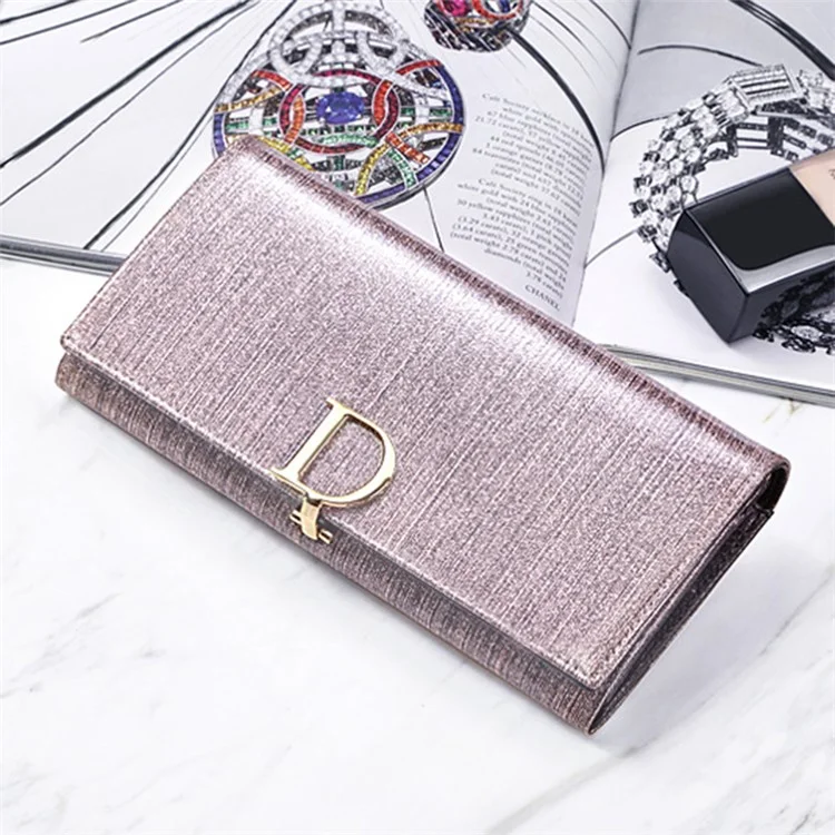 BANYANU BYN-3212 D Boucle Portefeuille Cuir de Vache Perlisé Femmes Embrayage - Shimmer Rose