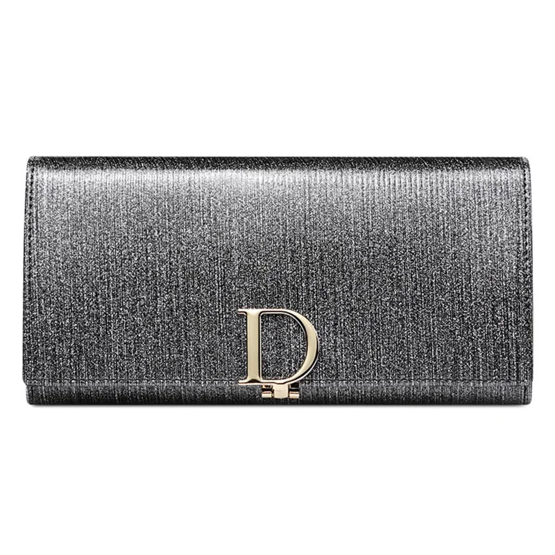 BANYANU BYN-3212 D Buckle Wallet Pearlized Cowhide Leather Women Clutch - Shimmer Grey
