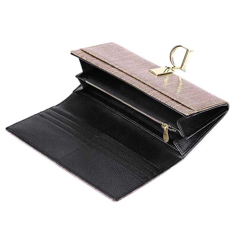 BANYANU BYN-3212 D Buckle Wallet Pearlized Cowhide Leather Women Clutch - Shimmer Grey