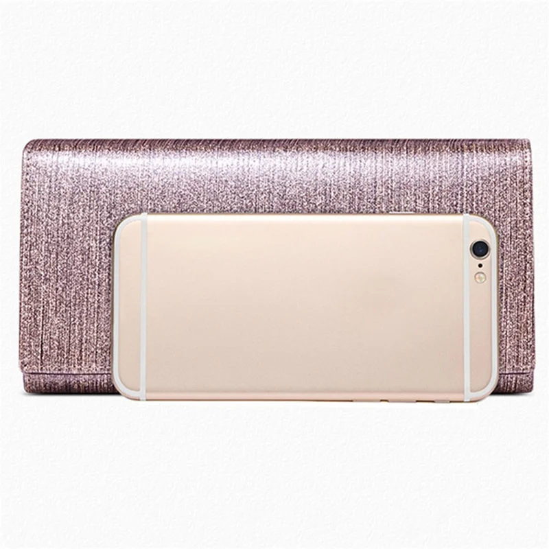BANYANU BYN-3212 D Buckle Wallet Pearlized Cowhide Leather Women Clutch - Shimmer Grey