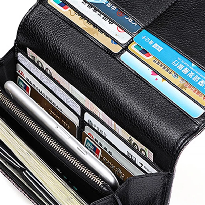 BANYANU BYN-3212 D Buckle Wallet Pearlized Cowhide Leather Women Clutch - Shimmer Grey