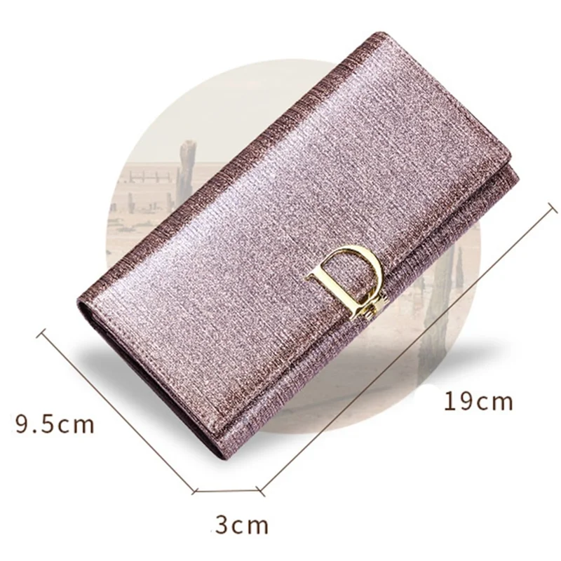 BANYANU BYN-3212 D Buckle Wallet Pearlized Cowhide Leather Women Clutch - Shimmer Grey