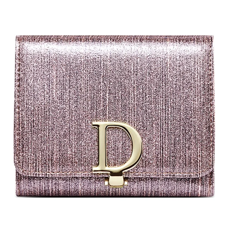 BANYANU BYN-3206 D Boucle en cuir de vache perlée Portefeuille triptyque pour femme - Rose scintillant
