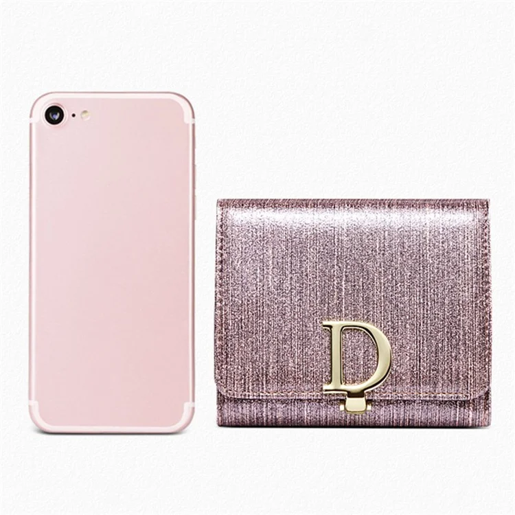 BANYANU BYN-3206 D Boucle en cuir de vache perlée Portefeuille triptyque pour femme - Rose scintillant