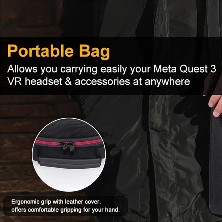 For Meta Quest 3 VR Headset Travel Hard Case EVA Storage Box + Eye Patch