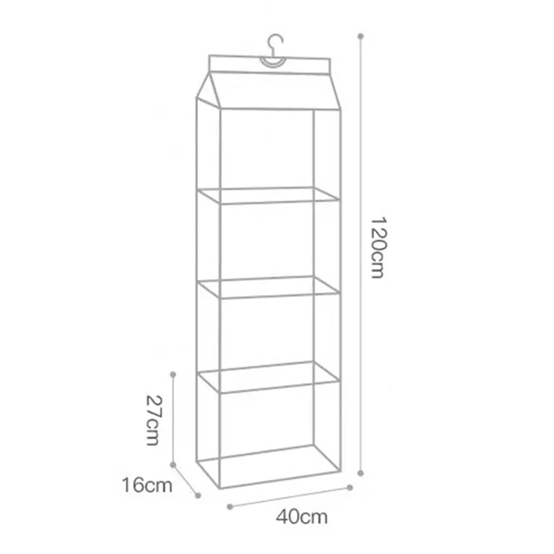 4-lags hængelåse design håndtasker opbevaring hængende pose i uldflor - Grå