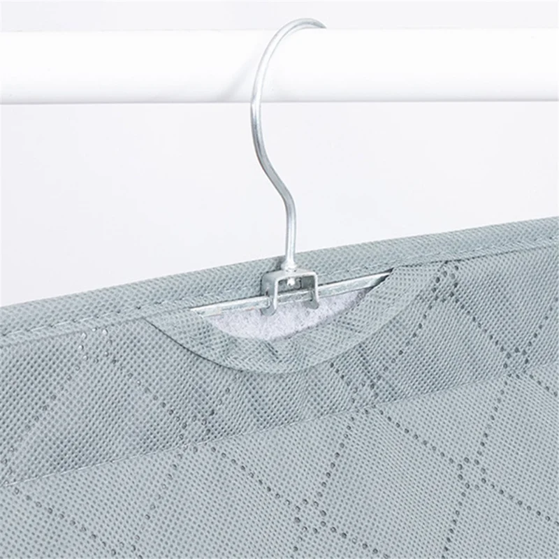 3 Layers Hook Design Hanging Bag Non-Woven Organizer for Storing Handbag - Grey