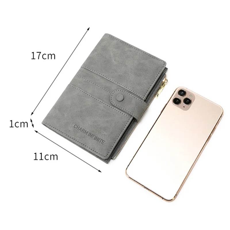 CHARM INFINITE 1676 Travel Passport Holder RFID Blocking PU Leather Wallet - Blue