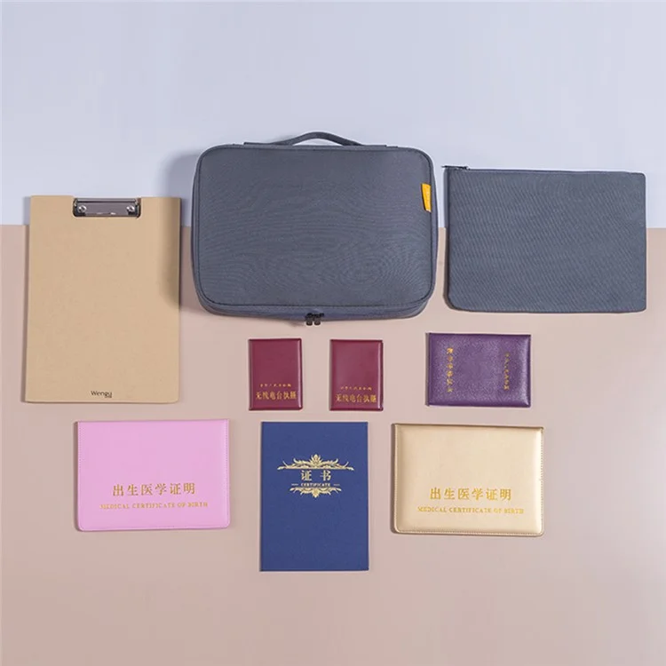 Dokumententasche aus Nylon, tragbar, für den Haushalt, Reisepass-Organizer - Navy Blau