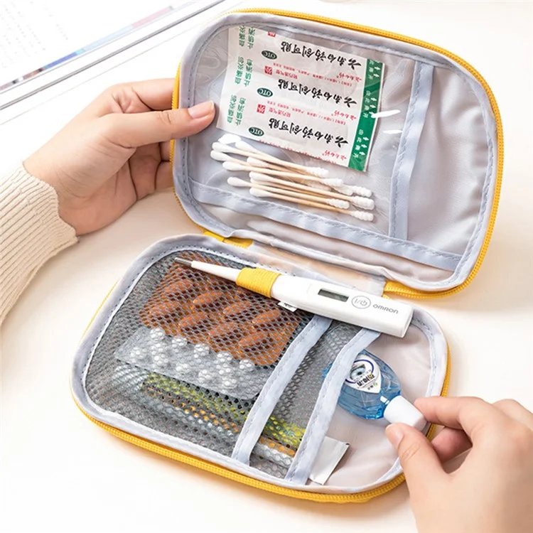 3Pcs / Set Zippered Travel Medicine Bag Oxford Cloth Pill Organizer Storage Case - Red