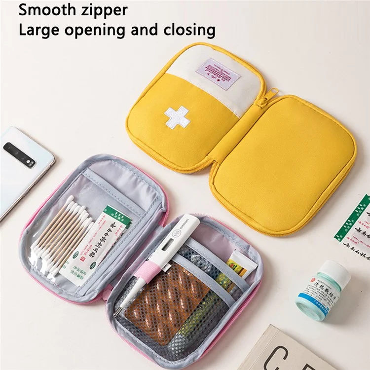 3Pcs / Set Zippered Travel Medicine Bag Oxford Cloth Pill Organizer Storage Case - Red
