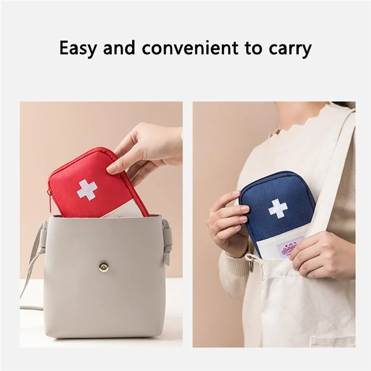 3Pcs / Set Zippered Travel Medicine Bag Oxford Cloth Pill Organizer Storage Case - Red