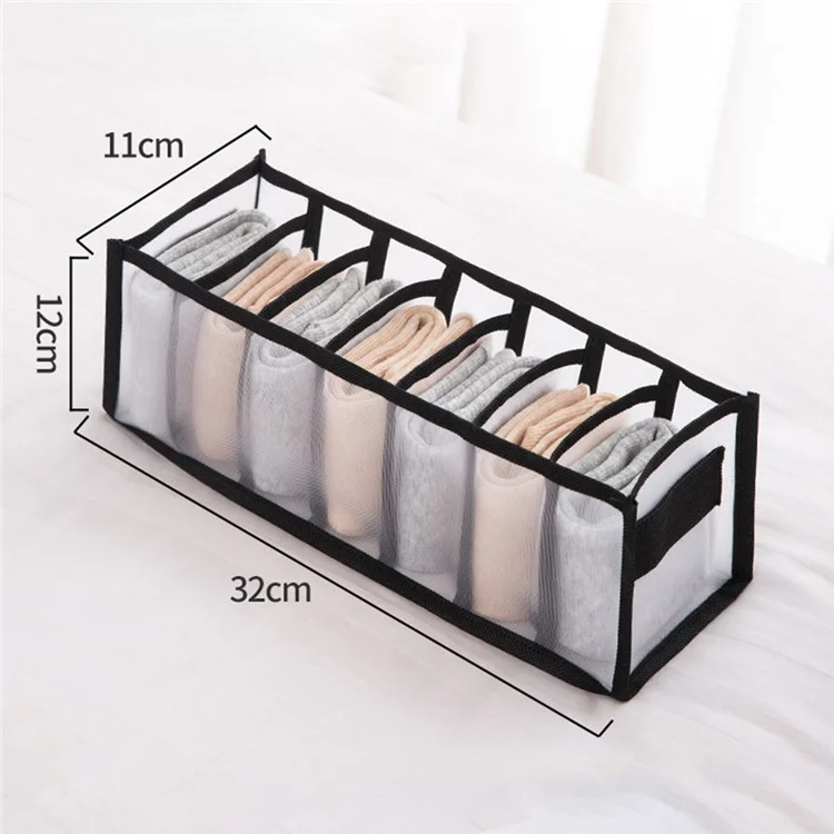 5pcs Closet Underwear Drawer Organizer Organizer Gauze Storage Divider Boîte Pour Chaussettes Bras - Noir