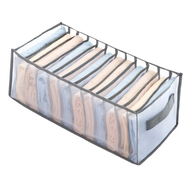 12 Grids Jeans Storage Bag Wardrobe Clothes Separation Organizer Compartment - Grey