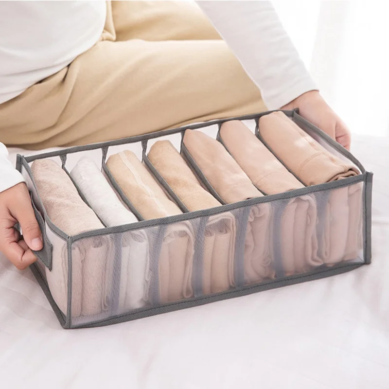 12 Grids Jeans Storage Bag Wardrobe Clothes Separation Organizer Compartment - Grey
