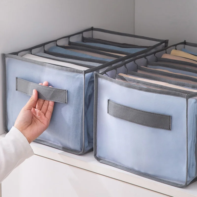 12 Grids Jeans Storage Bag Wardrobe Clothes Separation Organizer Compartment - Grey