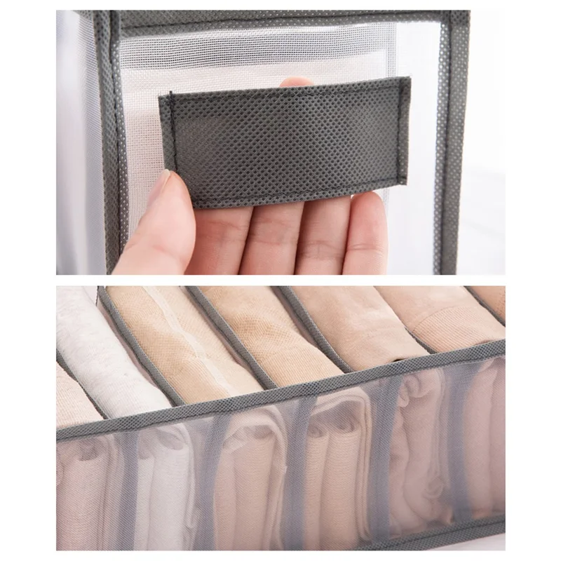 12 Grids Jeans Storage Bag Wardrobe Clothes Separation Organizer Compartment - Grey