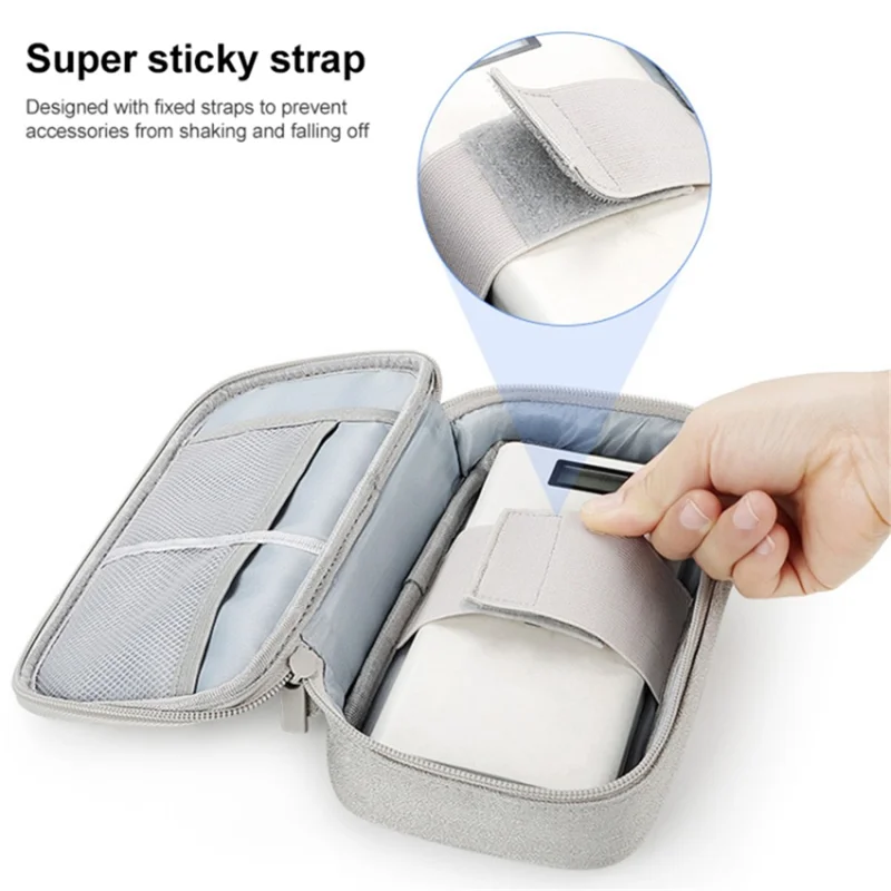 Travel U Disk Data Cable Organizer Digital Accessories Storage Bag, Size M - Dark Grey