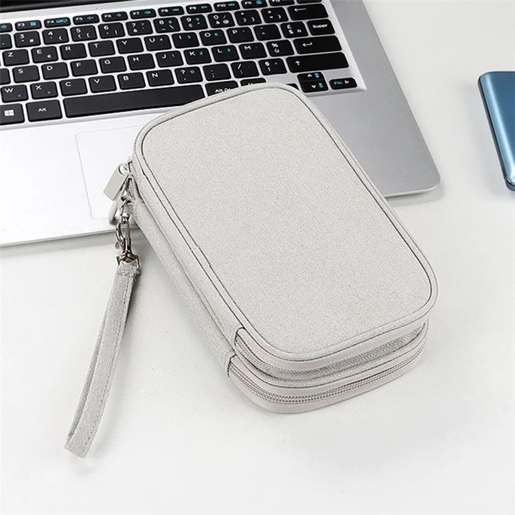 Dual Layer Cable Organizer Waterproof Portable Digital Storage Bag, Size M - Grey