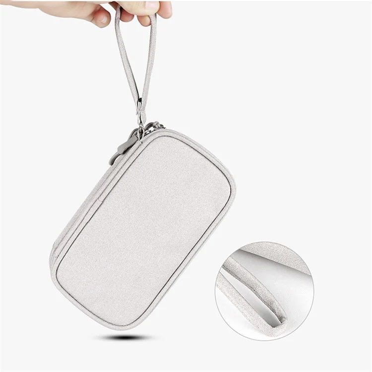 Size L (21x12.5x6cm) Electronics Organizer Bag Multi-Layer Storage Bag for Cable Charger Adapter - Grey