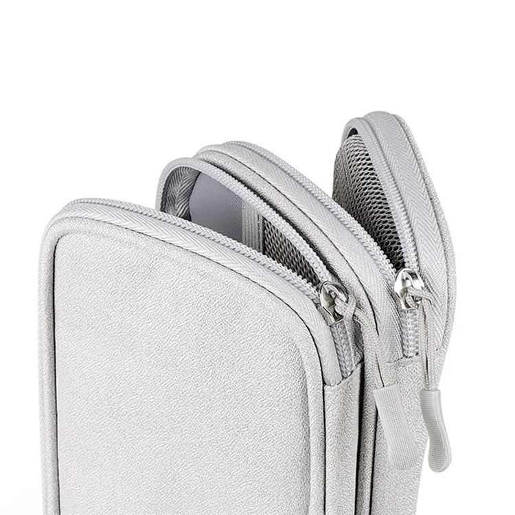Size L (21x12.5x6cm) Electronics Organizer Bag Multi-Layer Storage Bag for Cable Charger Adapter - Grey