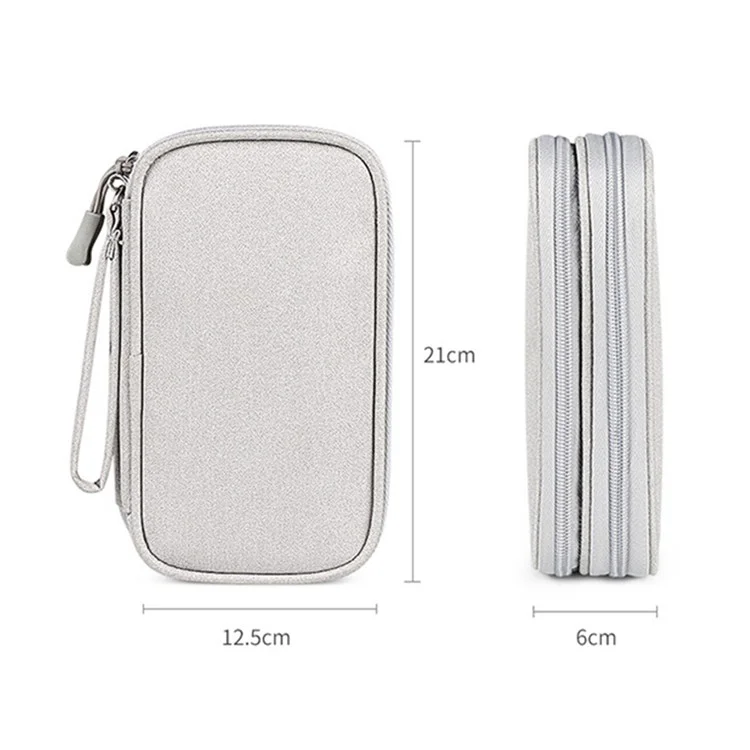 Size L (21x12.5x6cm) Electronics Organizer Bag Multi-Layer Storage Bag for Cable Charger Adapter - Grey