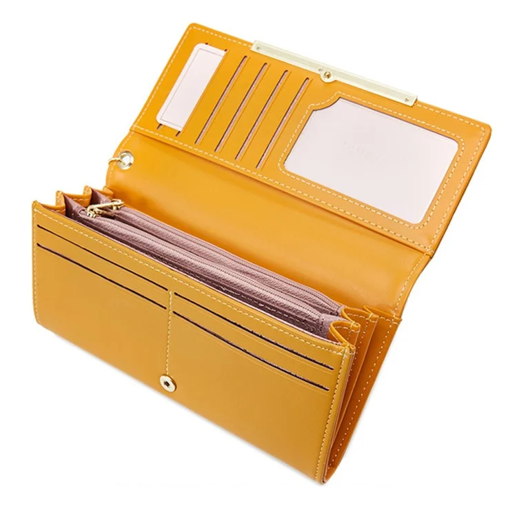 PIERRE LOUES PL728-18 Portafoglio Lungo da Donna in Pelle PU Clutch Bag Bi-fold - Giallo
