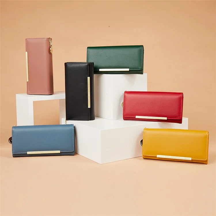 PIERRE LOUES PL728-18 Portafoglio Lungo da Donna in Pelle PU Clutch Bag Bi-fold - Giallo