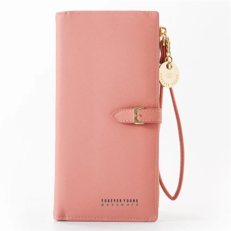 FOREVER YOUNG PL821-4-1 Stilvolle Damen-Langgeldbörse aus PU-Leder - Pink