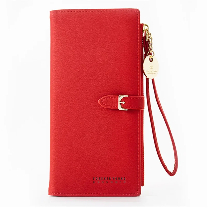 FOREVER YOUNG PL821-4-1 Stylish Women Long Wallet PU Leather Clutch Bag - Red