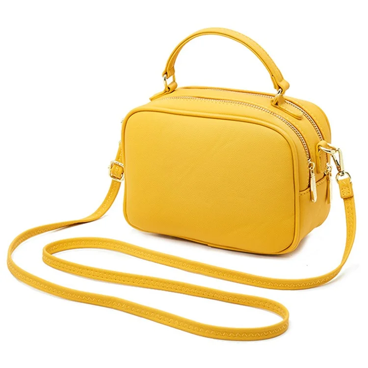 FOREVER YOUNG PL914-11 Borsa a tracolla da donna in pelle sintetica tinta unita - Marrone