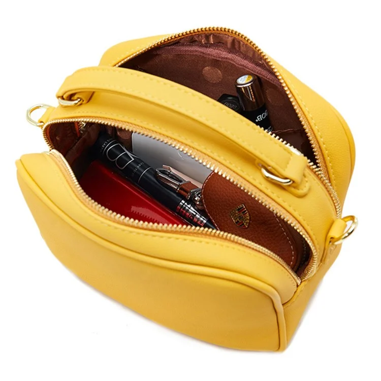 FOREVER YOUNG PL914-11 Borsa a tracolla da donna in pelle sintetica tinta unita - Marrone