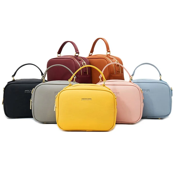 FOREVER YOUNG PL914-11 Borsa a tracolla da donna in pelle sintetica tinta unita - Marrone