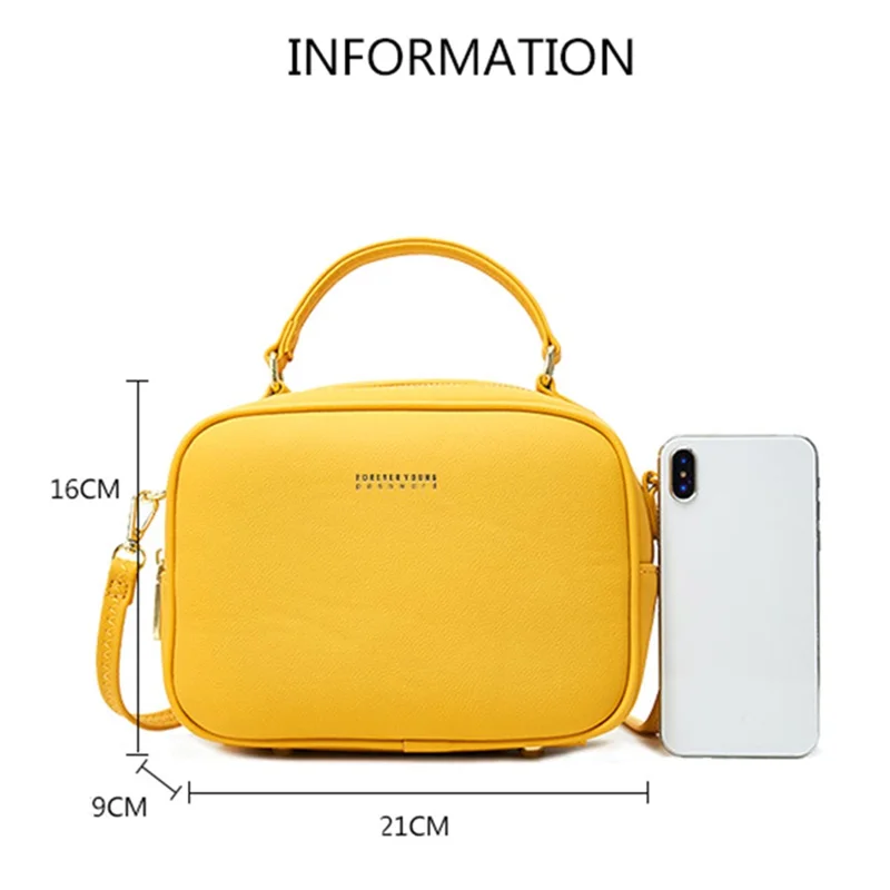 FOREVER YOUNG PL914-11 Solid Color PU Leather Women Crossbody Bag - Baby Blue