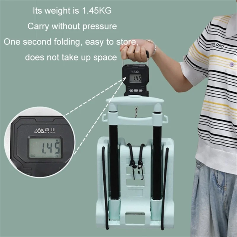 Folding Shopping Trolley 2-Wheels Shopping Cart Grocery Trolley with Storage Bag - Green