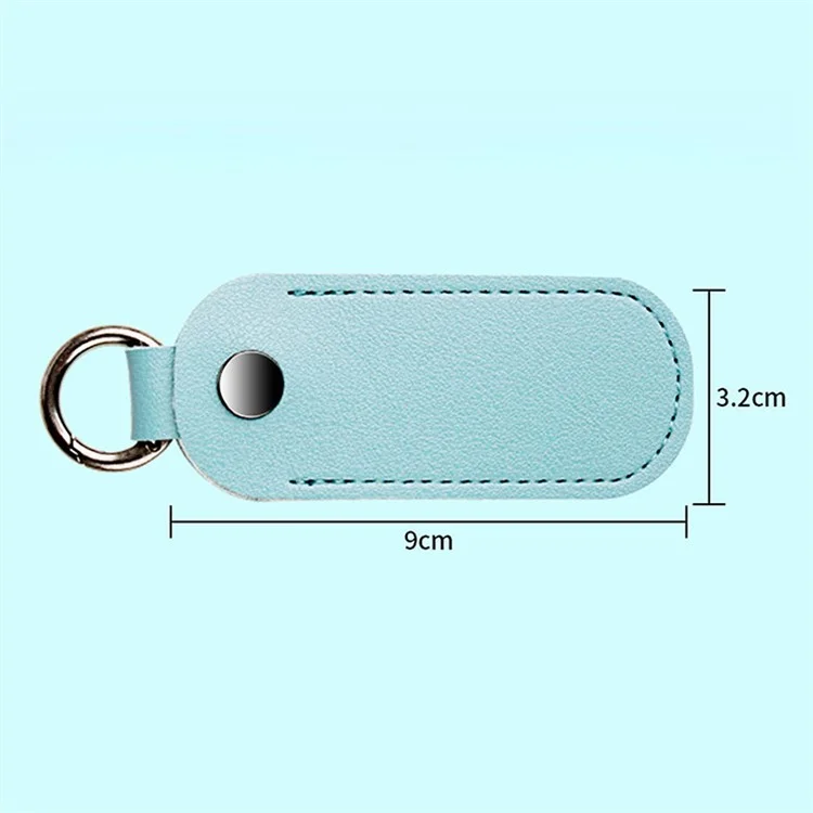 PU Leather U-disk Memory Card Storage Bag Anti-lost Protective Cover with Keyring - Black
