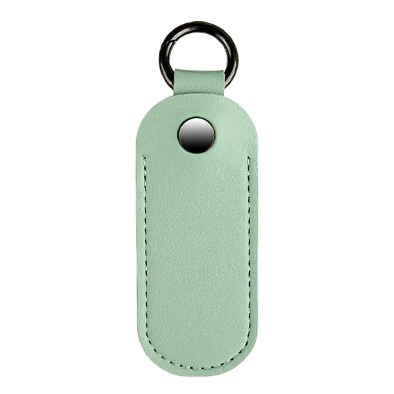 PU Leather U-disk Memory Card Storage Bag Anti-lost Protective Cover with Keyring - Lake Green