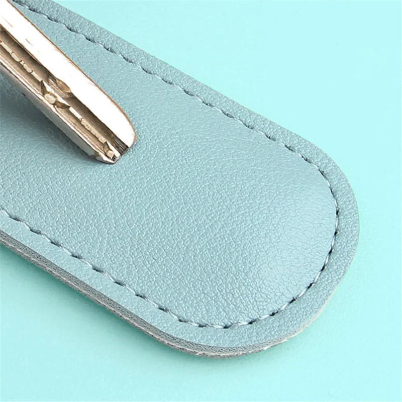 PU Leather U-disk Memory Card Storage Bag Anti-lost Protective Cover with Keyring - Gray Blue
