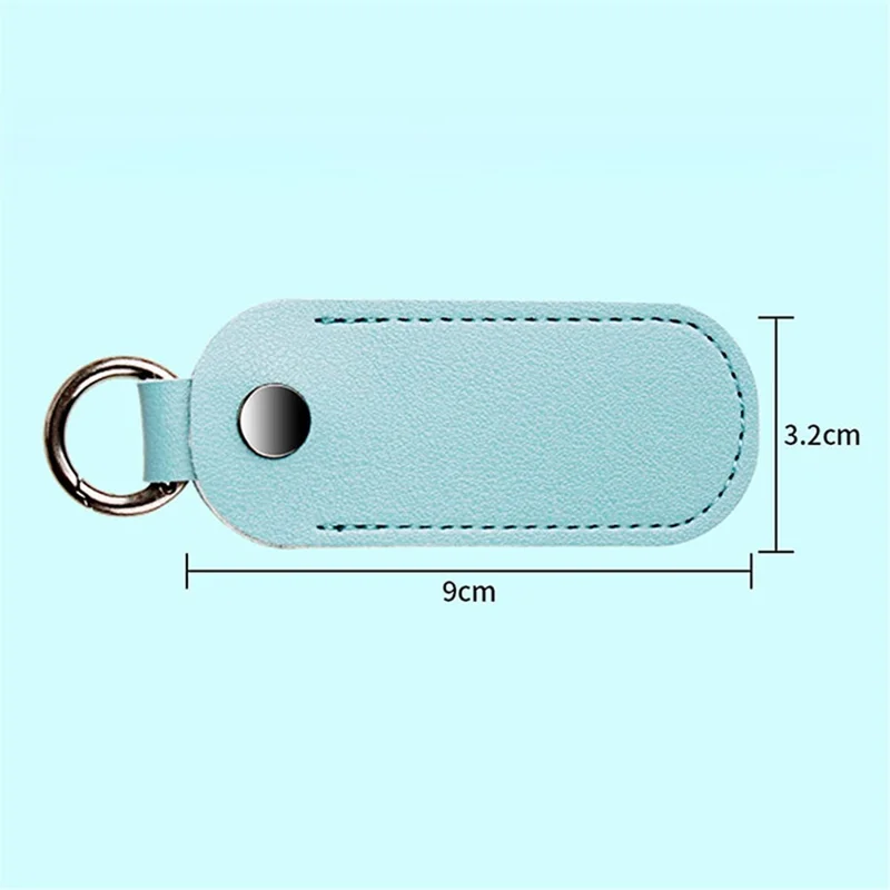PU Leather U-disk Memory Card Storage Bag Anti-lost Protective Cover with Keyring - Gray Blue