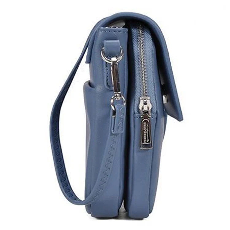 PIERRE LOUES PL614-44 PU Leather Women Crossbody Bag Phone Cosmetics Carrying Bag - Blue