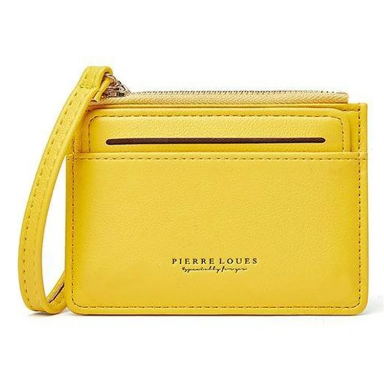 PIERRE LOUES PL19-45B Solid Color Women Coin Purse PU Leather Small Wallet - Yellow