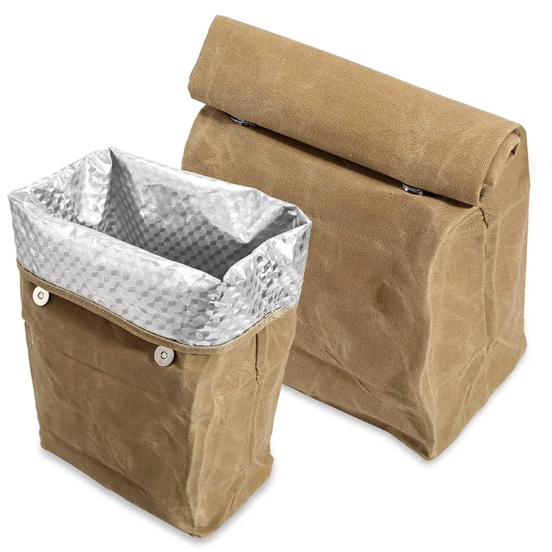 Waterproof Waxed Canvas Insulated Bag Aluminum Foil Reusable Lunch Thermal Bag